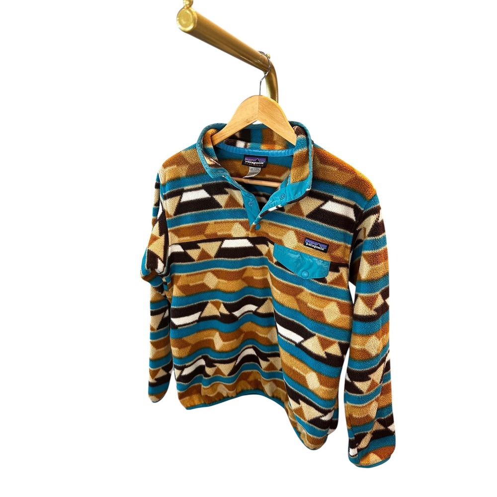 Patagonia Synchilla Snap-T Fleece Pullover Womens Medium GTBB Aztec Print 25455